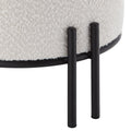 RENWIL CYNTHIA INDOOR BOUCLE OTTOMAN OFF-WHITE - Benches, Ottoman, Stools