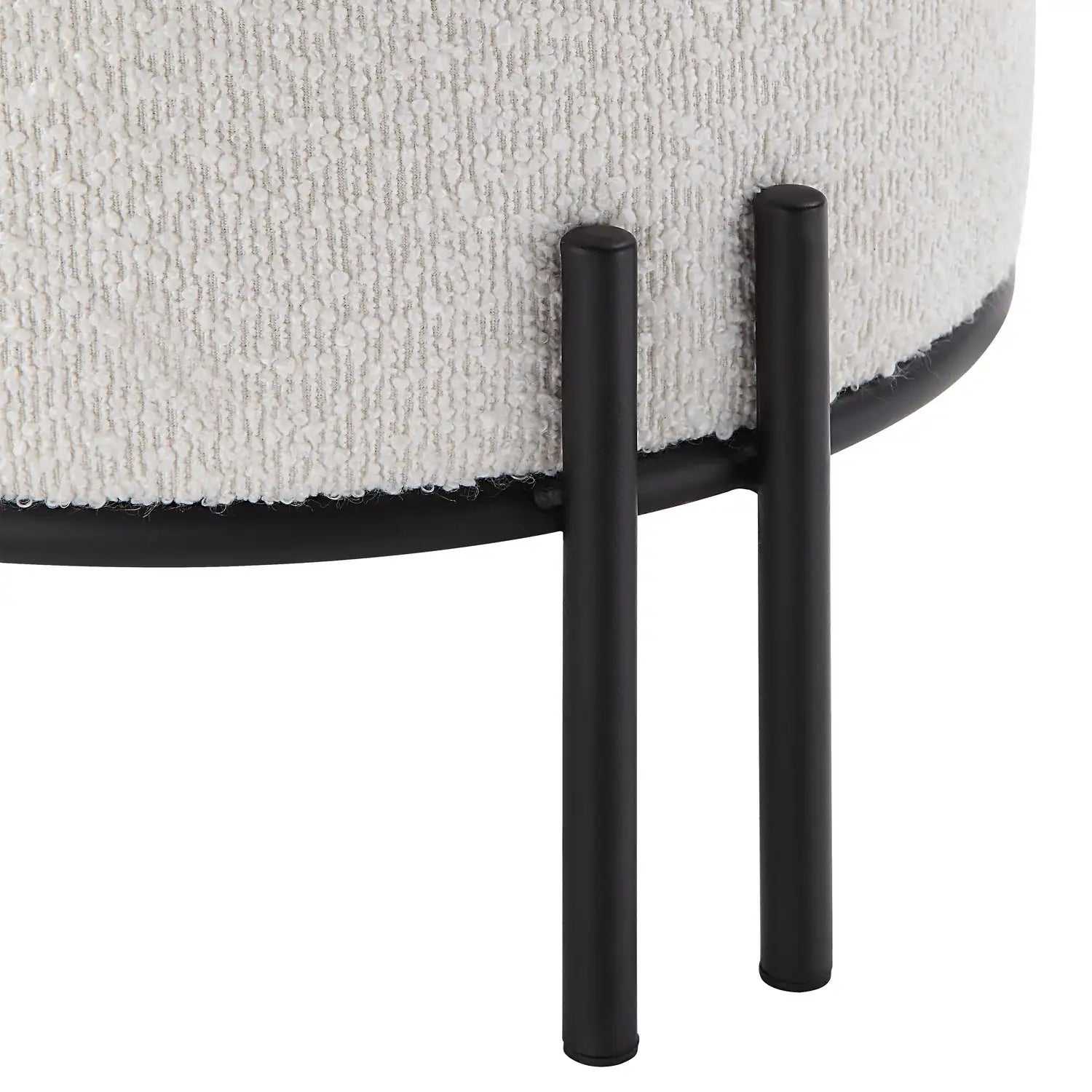 RENWIL CYNTHIA INDOOR BOUCLE OTTOMAN OFF-WHITE - Benches, Ottoman, Stools
