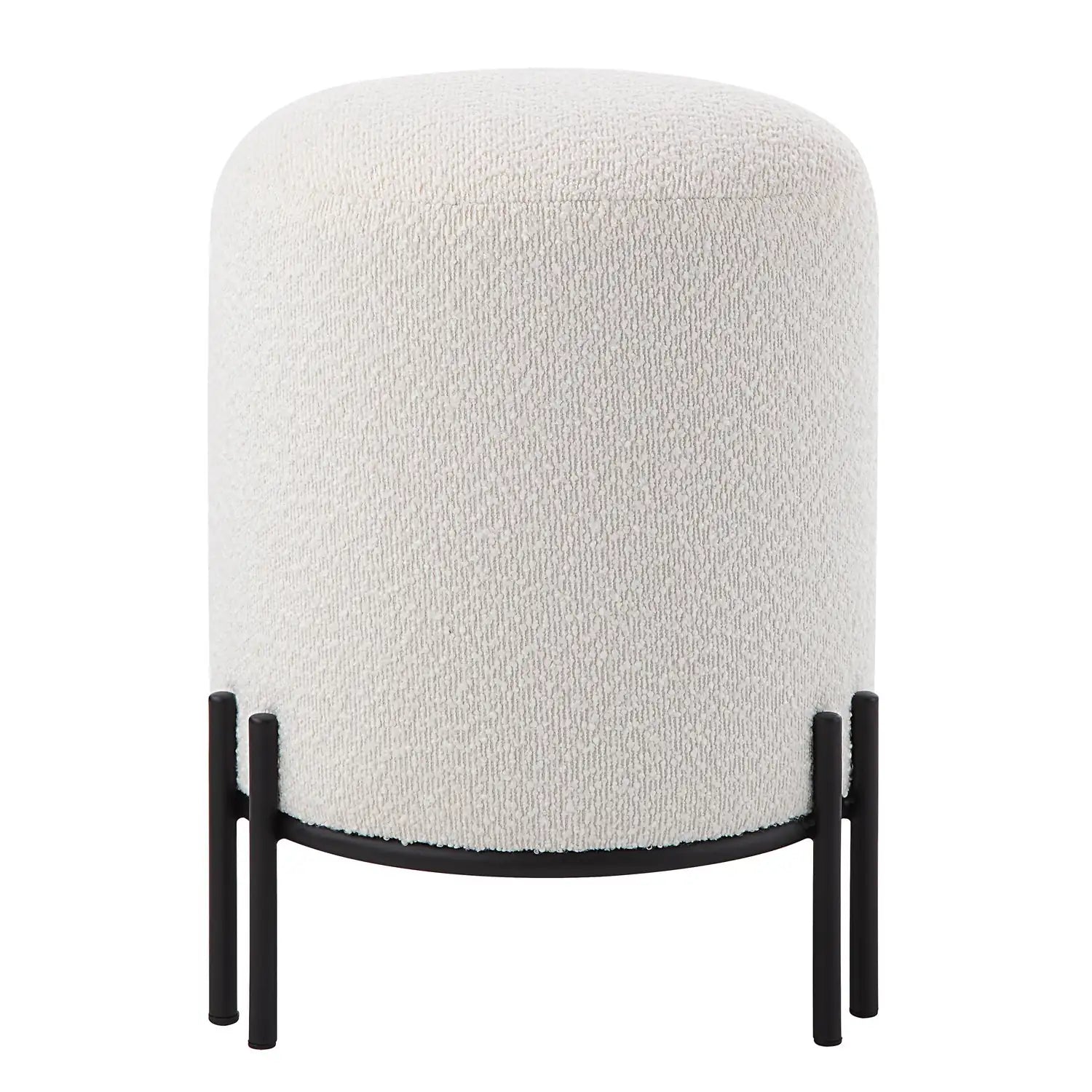 RENWIL CYNTHIA INDOOR BOUCLE OTTOMAN OFF-WHITE - Benches, Ottoman, Stools