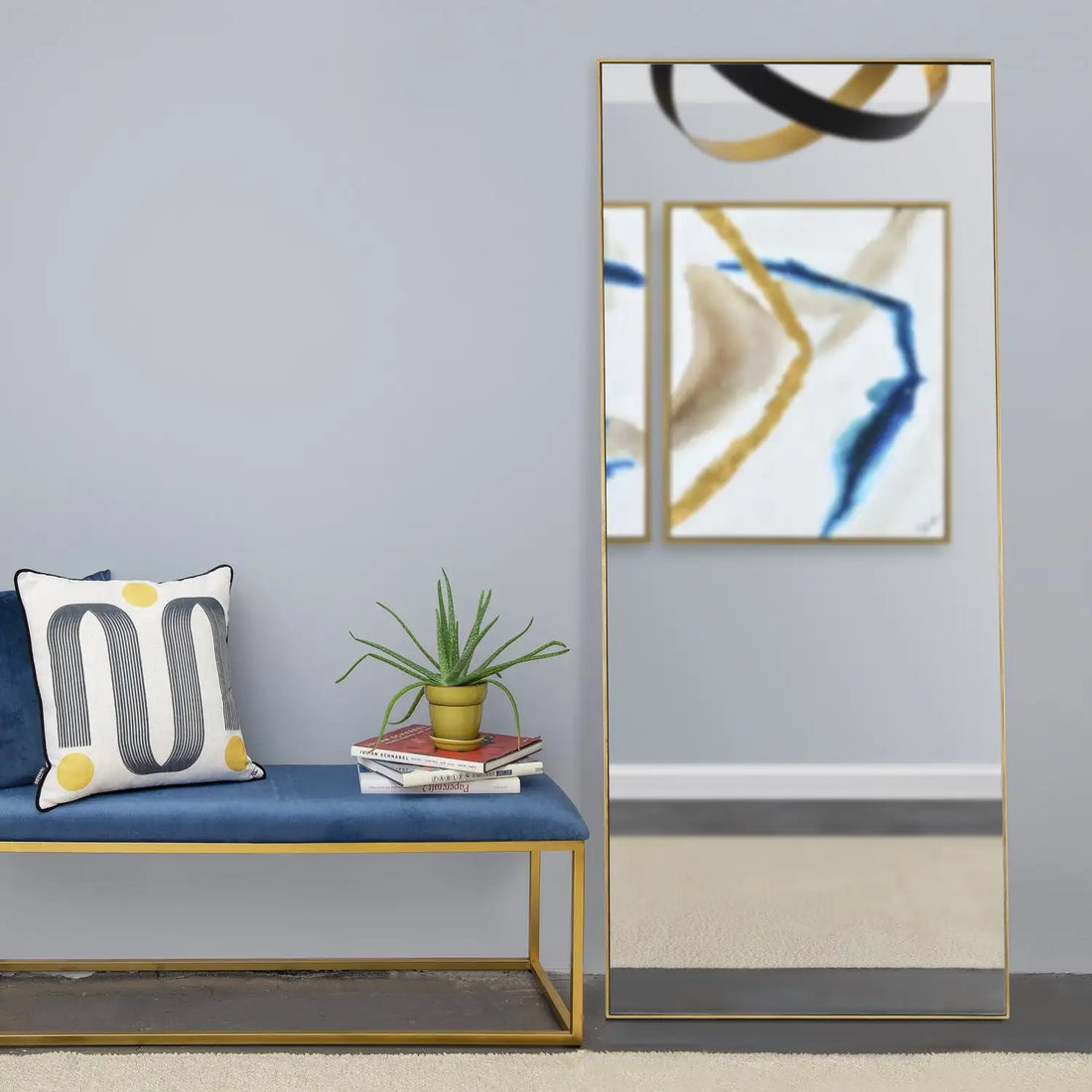 RENWIL CROSLAND RECTANGLE WALL MIRROR YELLOW - Mirrors