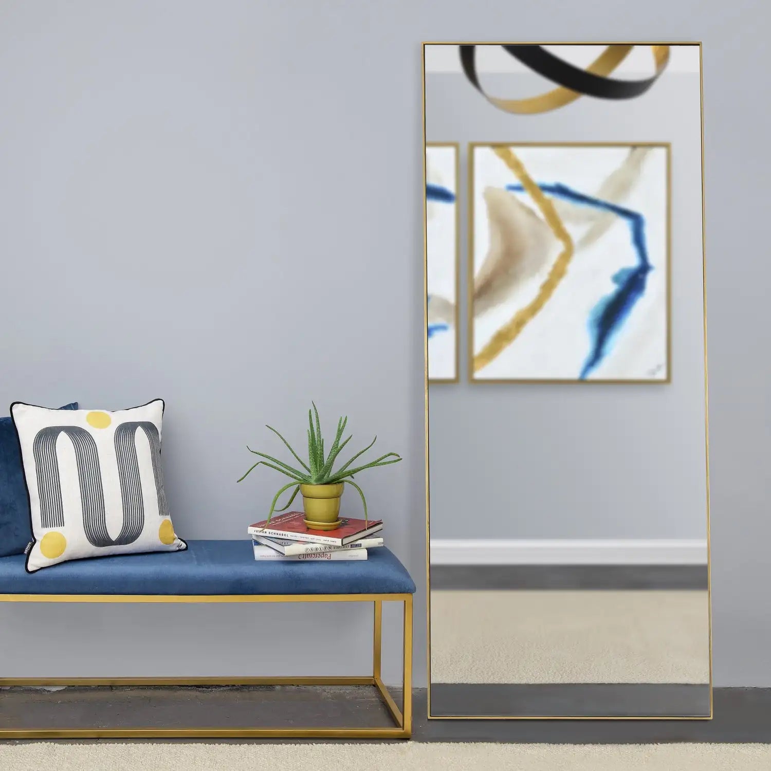 RENWIL CROSLAND RECTANGLE WALL MIRROR YELLOW - Mirrors