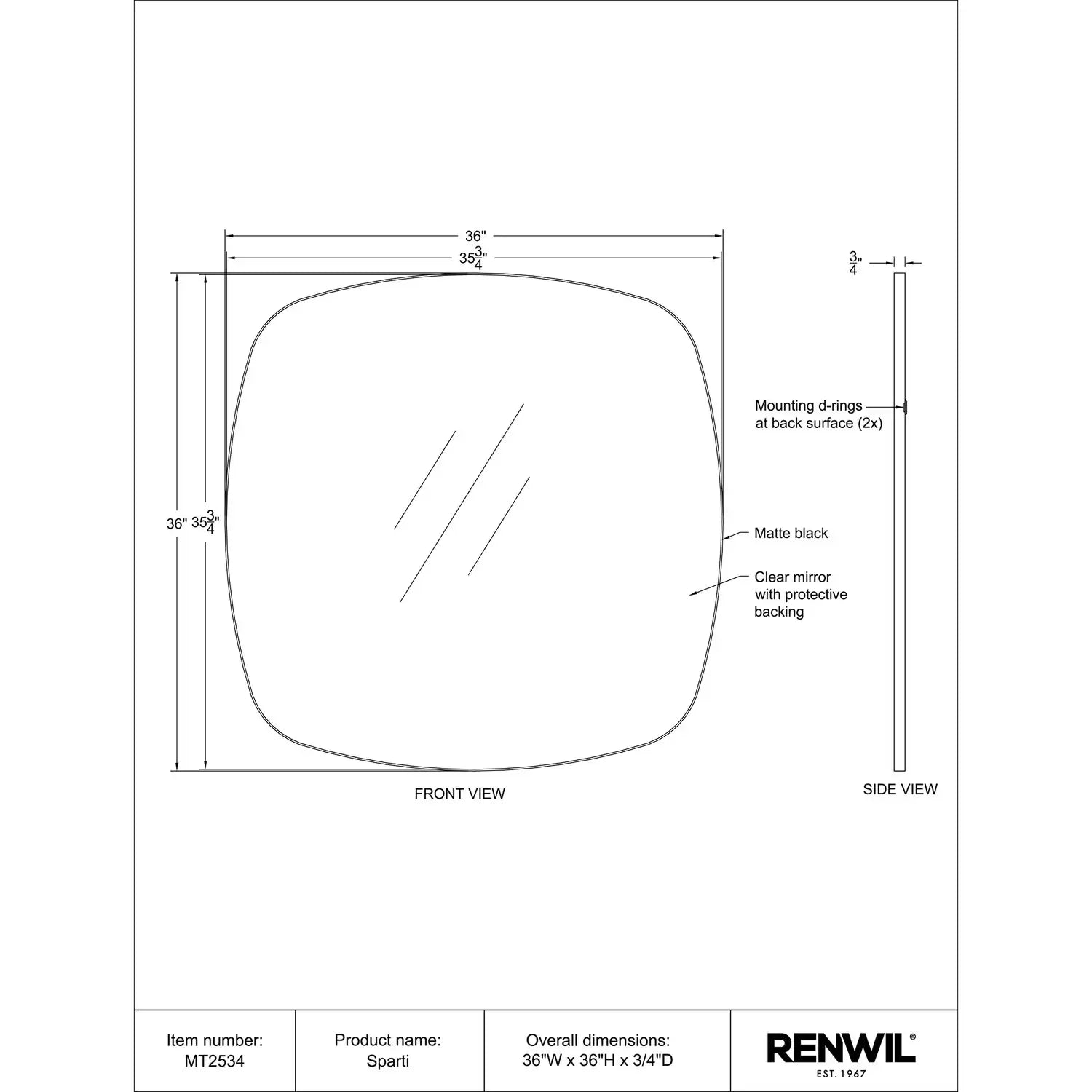 RENWIL SPARTI SQUARE WALL MIRROR - Mirrors