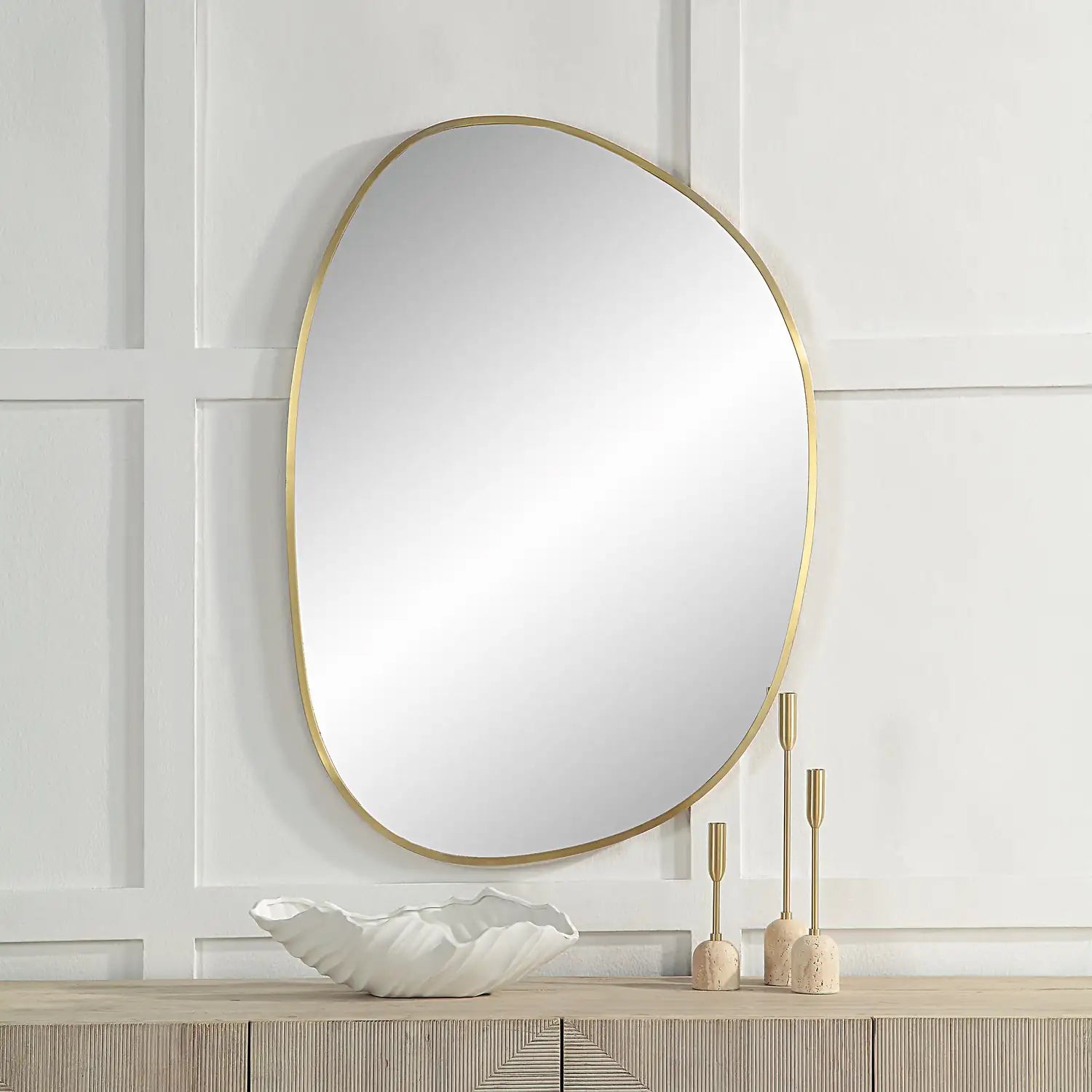 RENWIL CAMONA IRREGULAR OVAL MIRROR SATIN - Mirrors