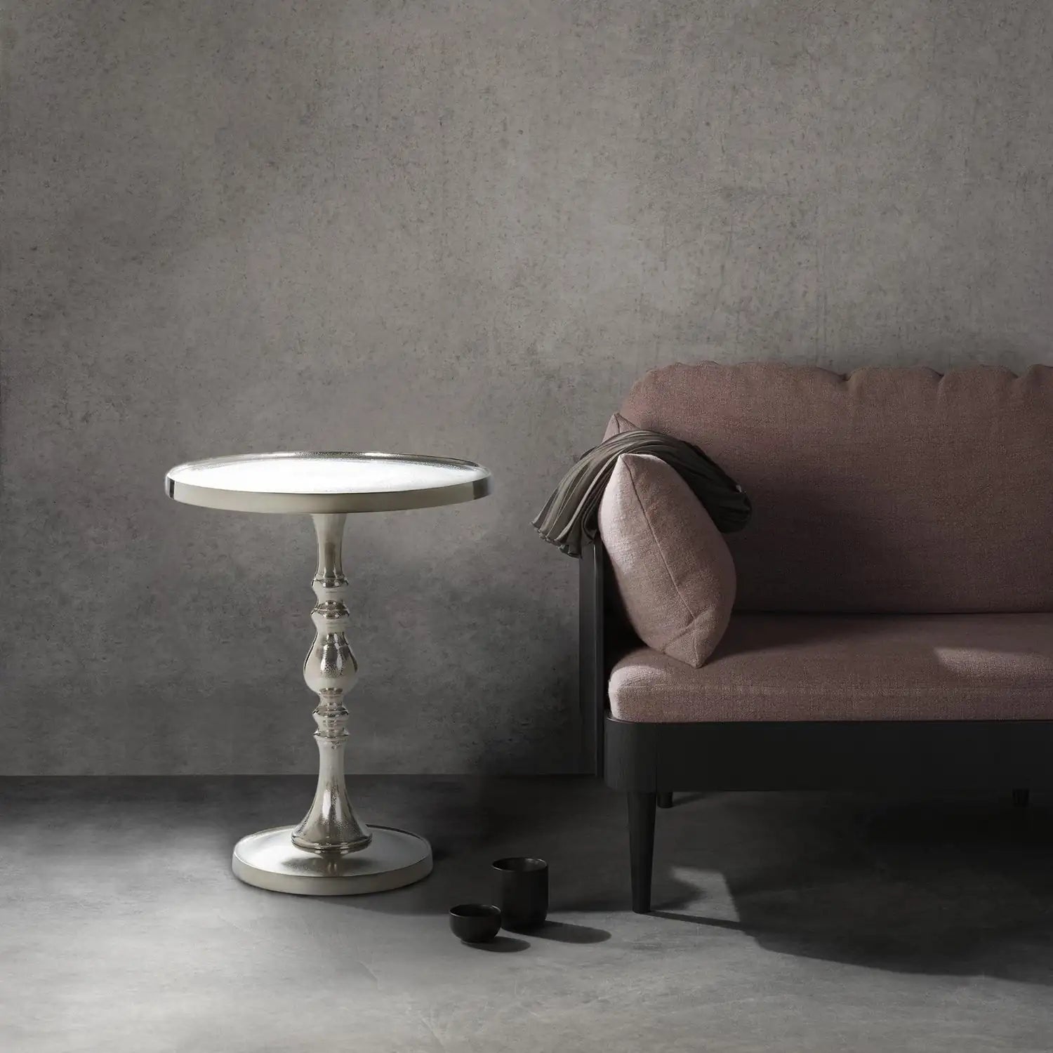 RENWIL ROMINA INDOOR ALUMINUM TABLE NICKEL - Side