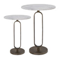 RENWIL IRENE INDOOR CAST ALUMINUM SIDE TABLE ANTIQUE - Side