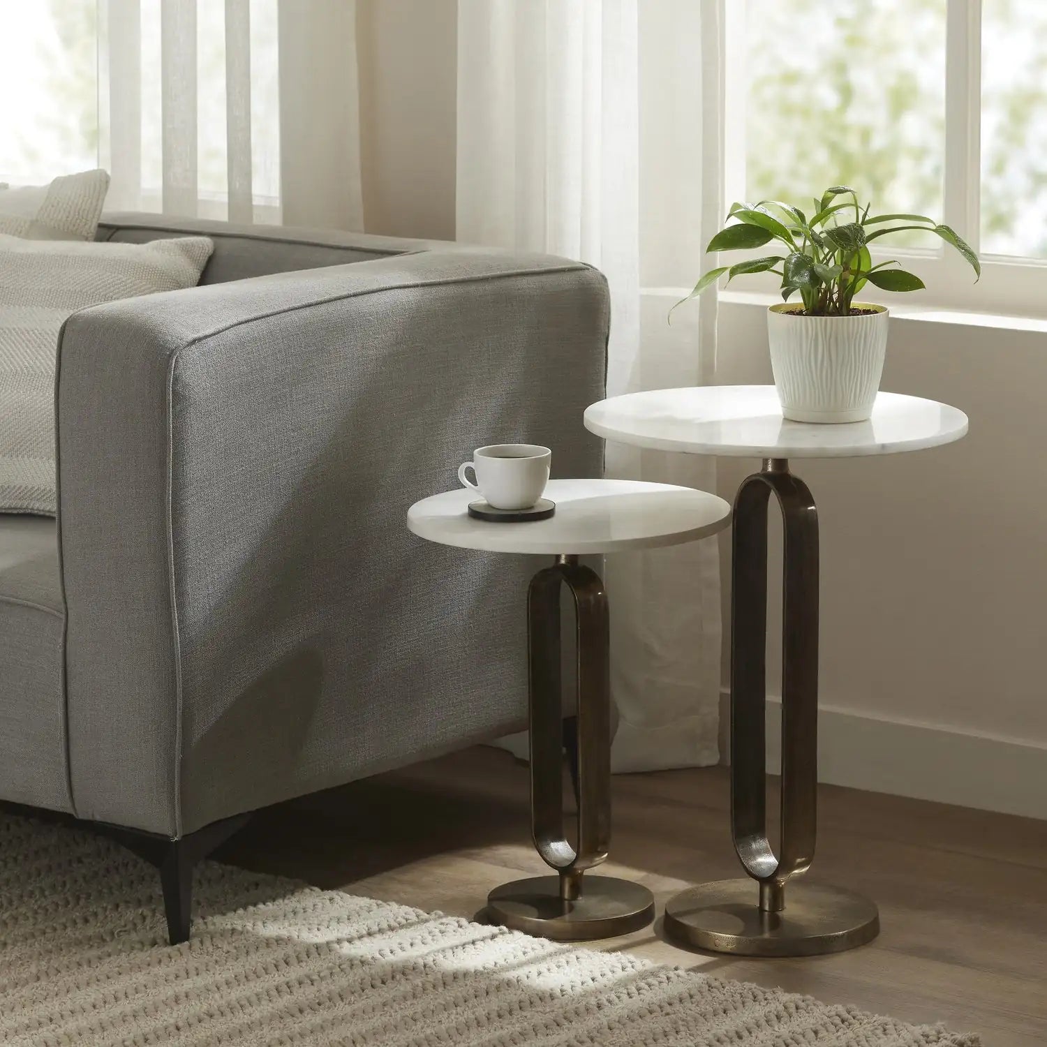 RENWIL IRENE INDOOR CAST ALUMINUM SIDE TABLE ANTIQUE - Side