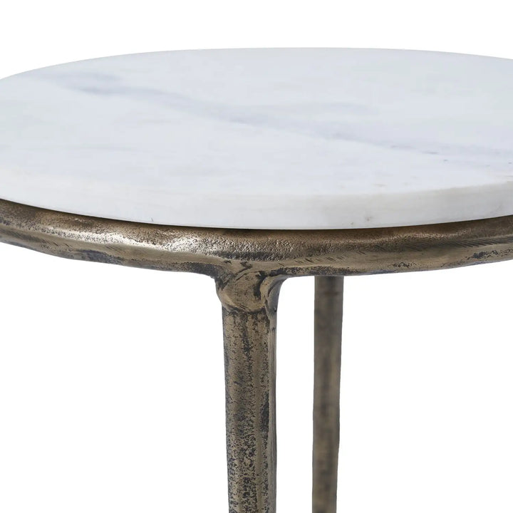RENWIL PEARSON INDOOR CAST ALUMINUM SIDE TABLE ANTIQUE - Side