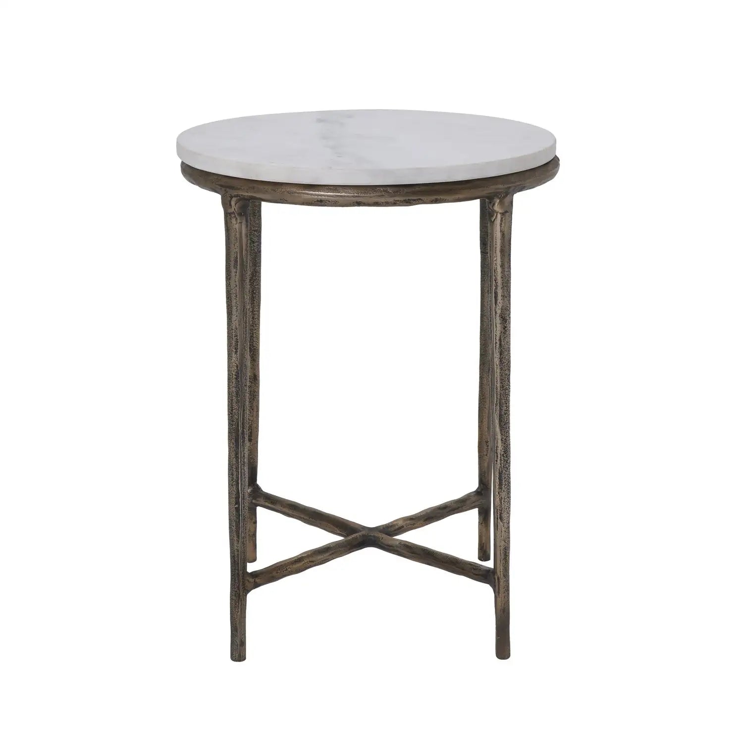 RENWIL PEARSON INDOOR CAST ALUMINUM SIDE TABLE ANTIQUE - Side