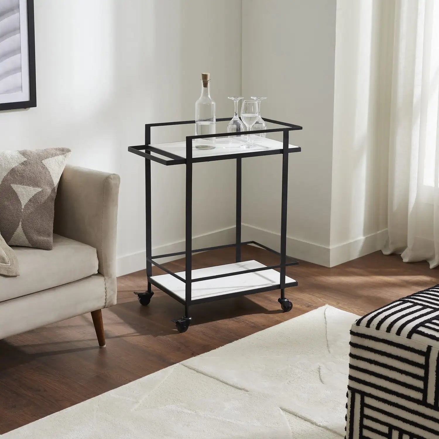RENWIL COLTON INDOOR IRON BAR CART MATTE - Decorative Accents