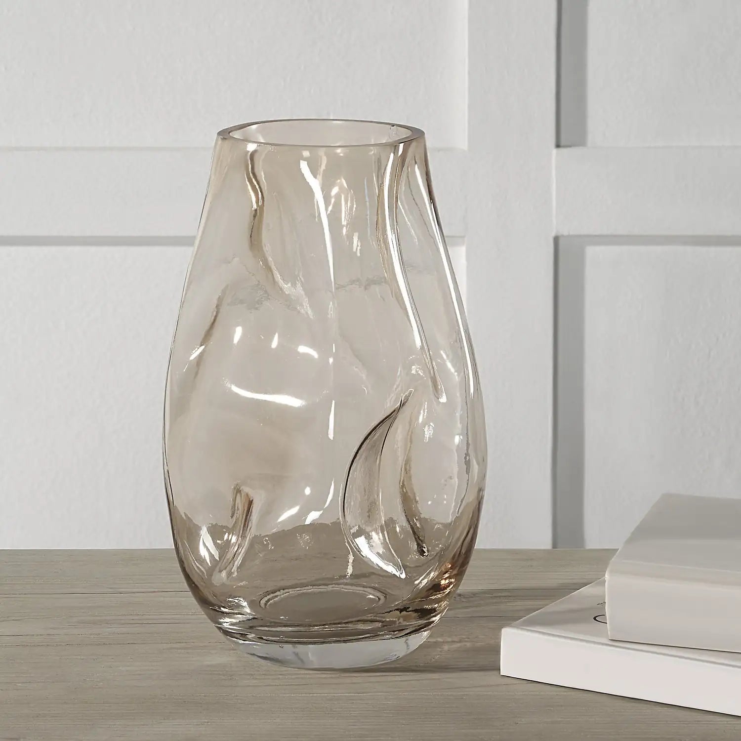 RENWIL TAWNY INDOOR MOUTH BLOWN GLASS GLASS VASE BEIGE - Decorative Accents