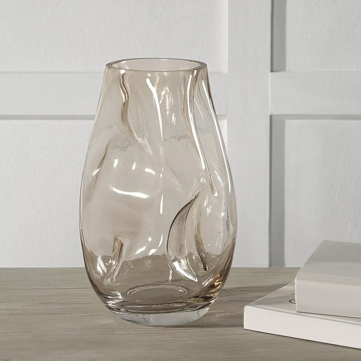 RENWIL TAWNY INDOOR MOUTH BLOWN GLASS GLASS VASE BEIGE - Decorative Accents