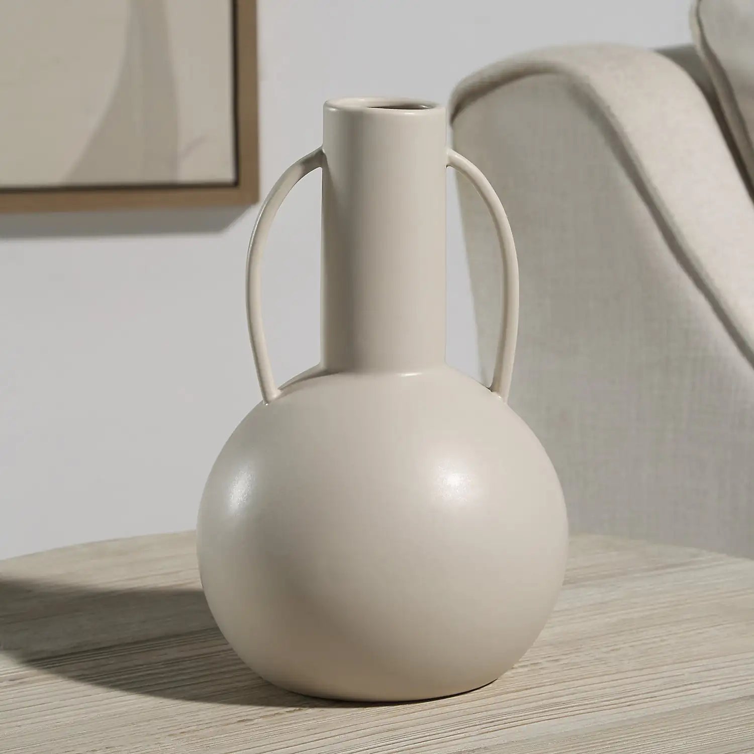 RENWIL CORINTH INDOOR CERAMIC VASE MATTE BEIGE - Decorative Accents