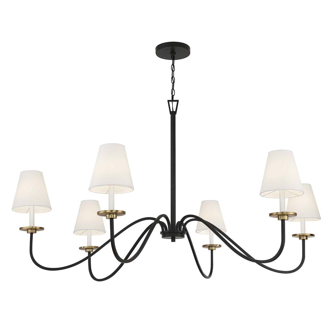 MERIDIAN, SCANDINAVIAN BLACK WITH NATURAL BRASS ACCENTS CHANDELIER, CHANDELIER LIGHT