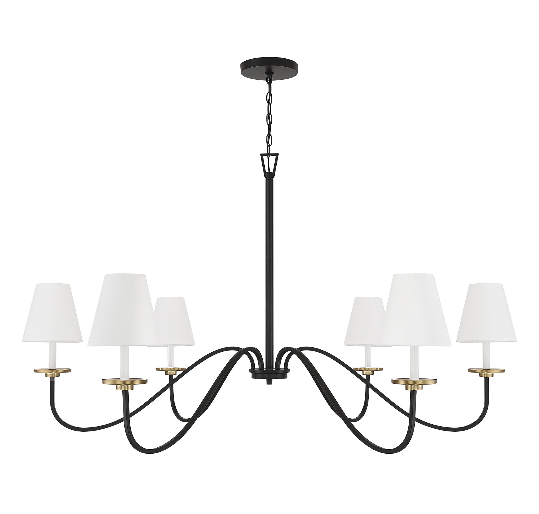 MERIDIAN, SCANDINAVIAN BLACK WITH NATURAL BRASS ACCENTS CHANDELIER, CHANDELIER LIGHT