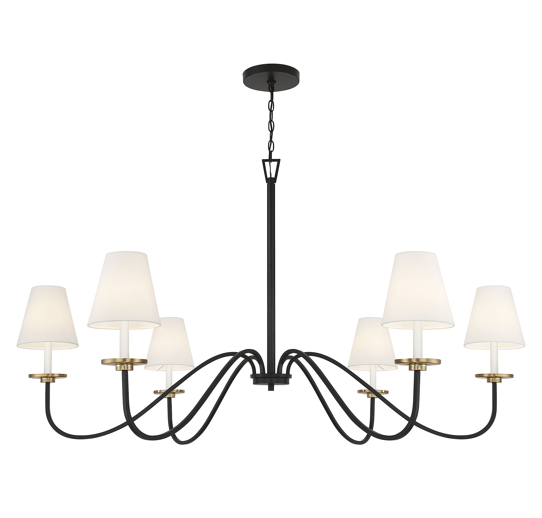 MERIDIAN, SCANDINAVIAN BLACK WITH NATURAL BRASS ACCENTS CHANDELIER, CHANDELIER LIGHT