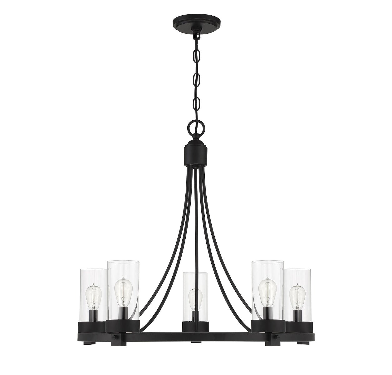MERIDIAN, MODERN CONTEMPORARY MATTE BLACK CHANDELIER, CHANDELIER LIGHT