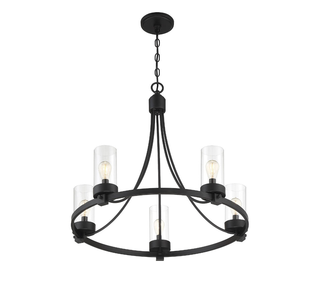 MERIDIAN, MODERN CONTEMPORARY MATTE BLACK CHANDELIER, CHANDELIER LIGHT