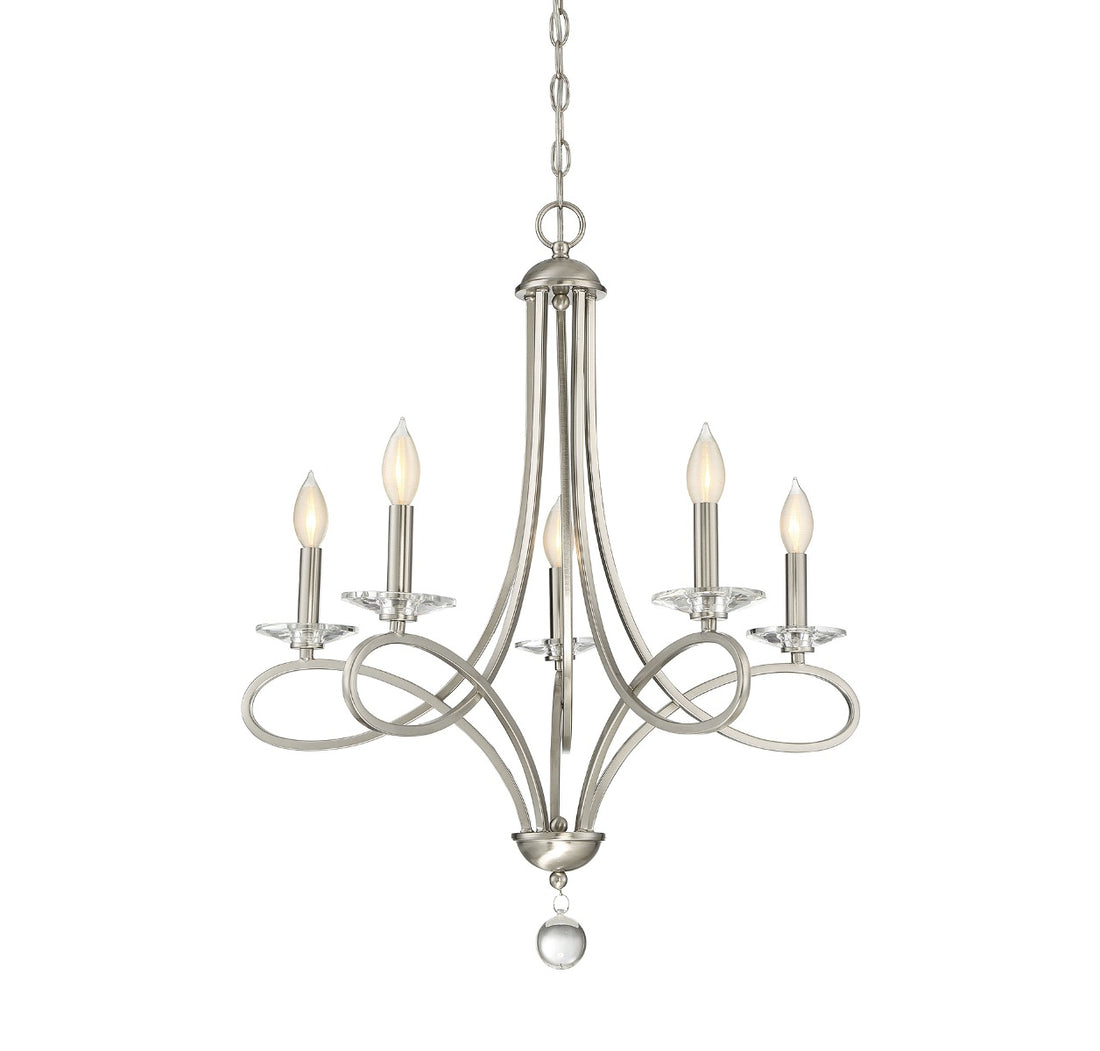 MERIDIAN, MODERN CONTEMPORARY BRUSHED NICKEL CHANDELIER, CHANDELIER LIGHT