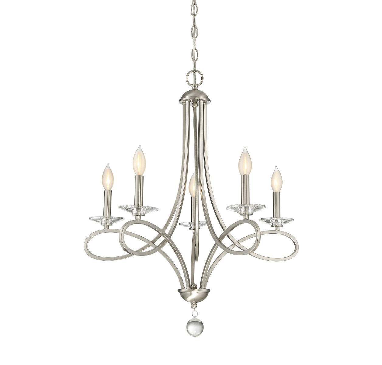 MERIDIAN, MODERN CONTEMPORARY BRUSHED NICKEL CHANDELIER, CHANDELIER LIGHT