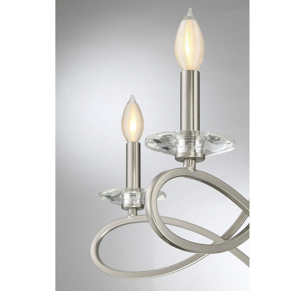MERIDIAN, MODERN CONTEMPORARY BRUSHED NICKEL CHANDELIER, CHANDELIER LIGHT
