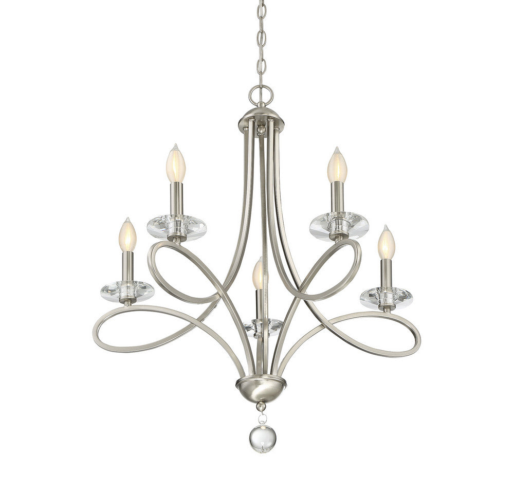 MERIDIAN, MODERN CONTEMPORARY BRUSHED NICKEL CHANDELIER, CHANDELIER LIGHT