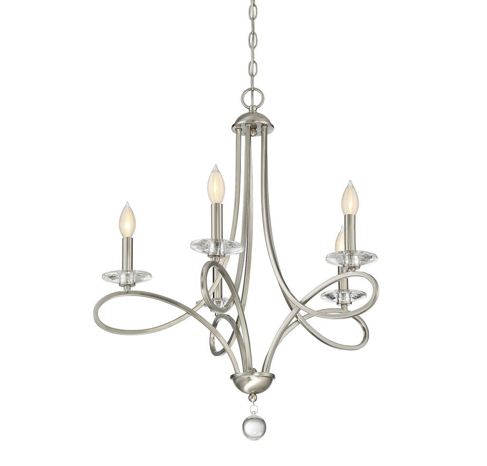 MERIDIAN, MODERN CONTEMPORARY BRUSHED NICKEL CHANDELIER, CHANDELIER LIGHT