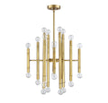 MERIDIAN, MID-CENTURY MODERN ECLECTIC NATURAL BRASS CHANDELIER, CHANDELIER LIGHT