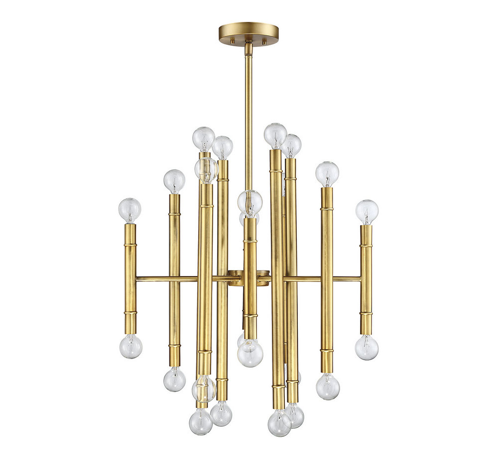 MERIDIAN, MID-CENTURY MODERN ECLECTIC NATURAL BRASS CHANDELIER, CHANDELIER LIGHT