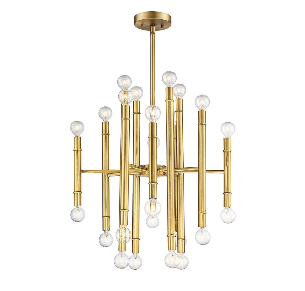 MERIDIAN, MID-CENTURY MODERN ECLECTIC NATURAL BRASS CHANDELIER, CHANDELIER LIGHT