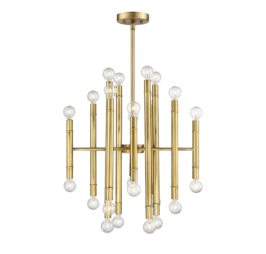 MERIDIAN, MID-CENTURY MODERN ECLECTIC NATURAL BRASS CHANDELIER, CHANDELIER LIGHT