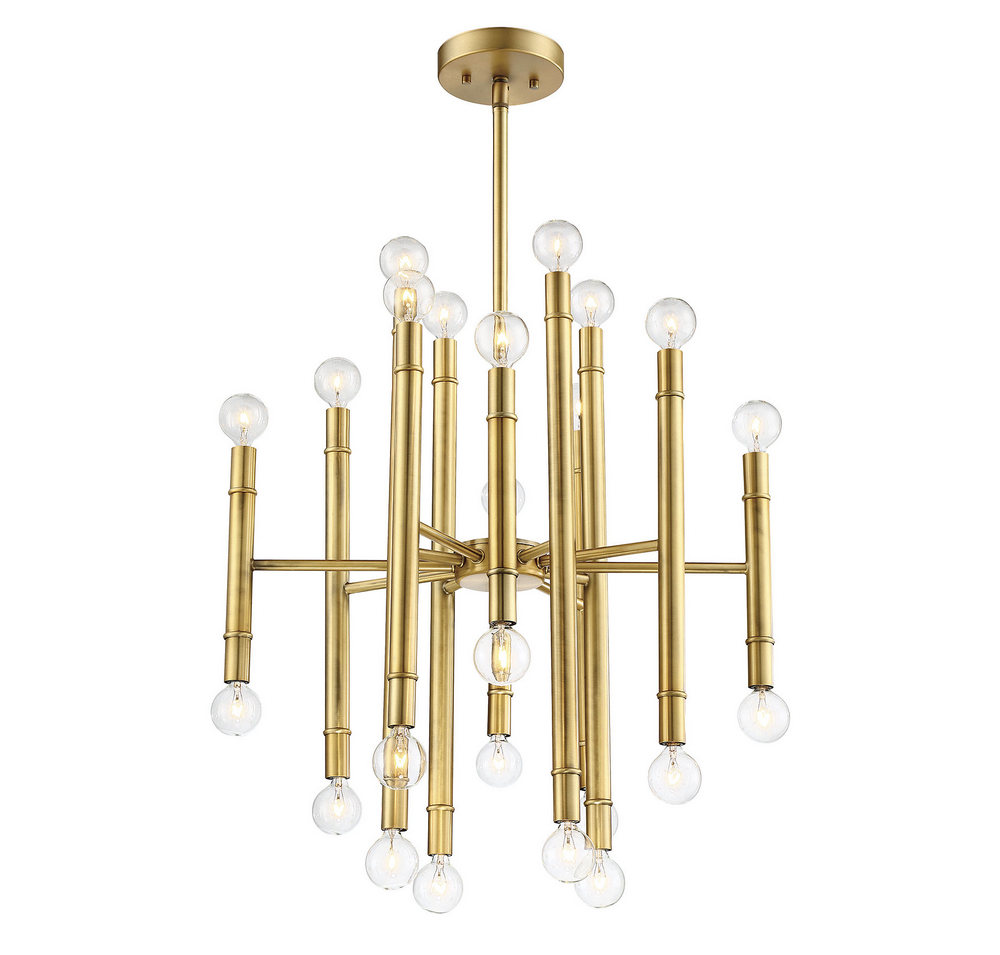 MERIDIAN, MID-CENTURY MODERN ECLECTIC NATURAL BRASS CHANDELIER, CHANDELIER LIGHT