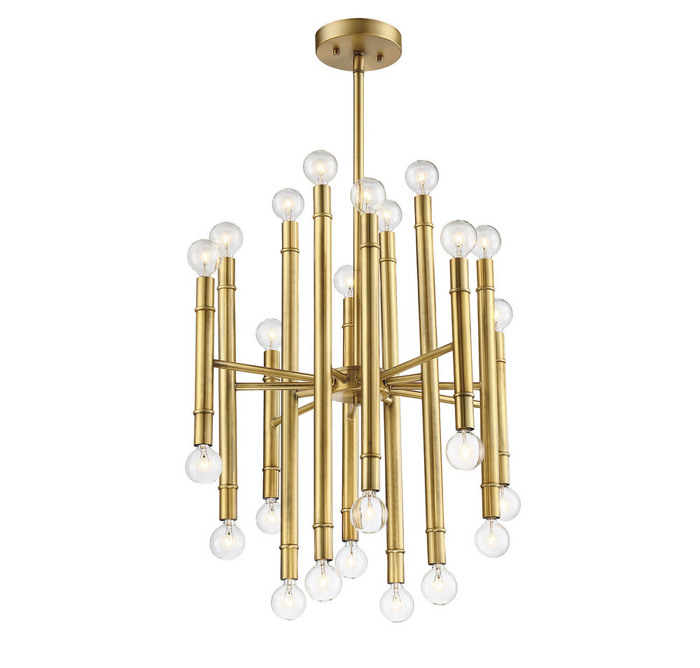 MERIDIAN, MID-CENTURY MODERN ECLECTIC NATURAL BRASS CHANDELIER, CHANDELIER LIGHT
