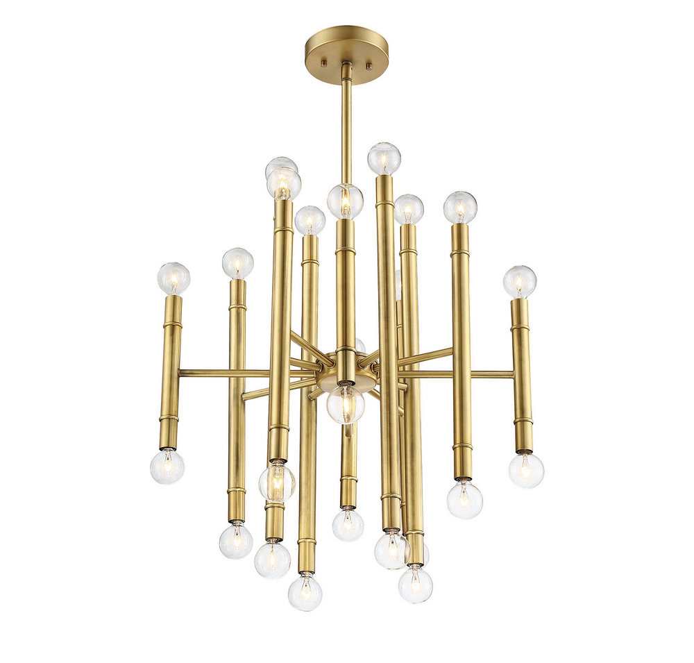 MERIDIAN, MID-CENTURY MODERN ECLECTIC NATURAL BRASS CHANDELIER, CHANDELIER LIGHT