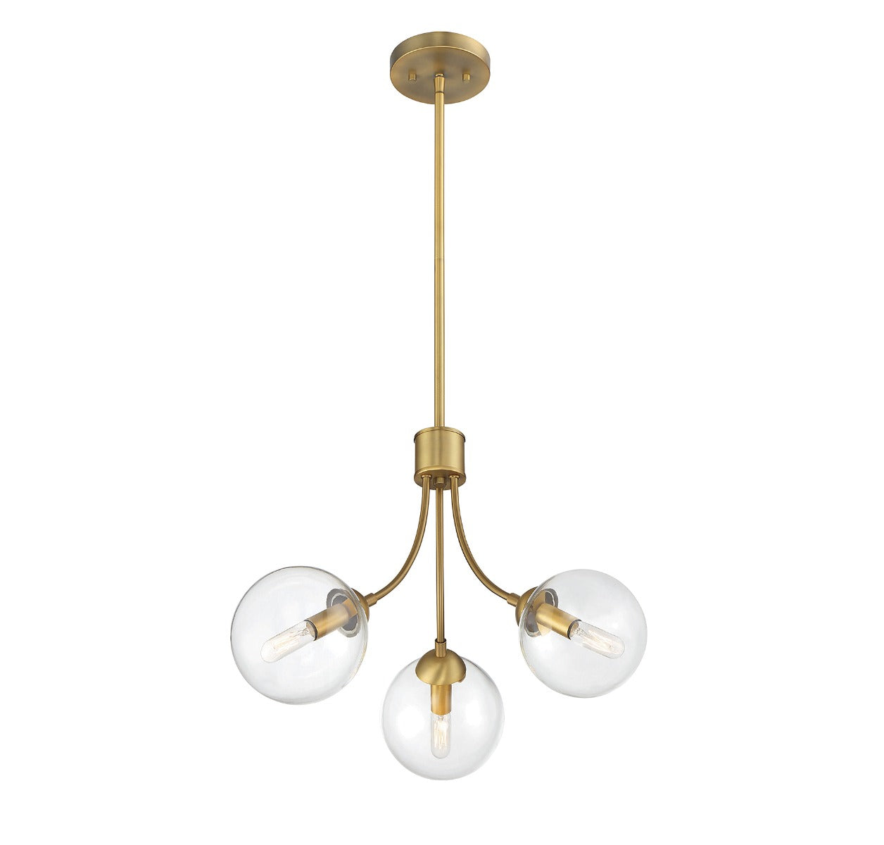 MERIDIAN, MID-CENTURY NATURAL BRASS CHANDELIER, CHANDELIER LIGHT