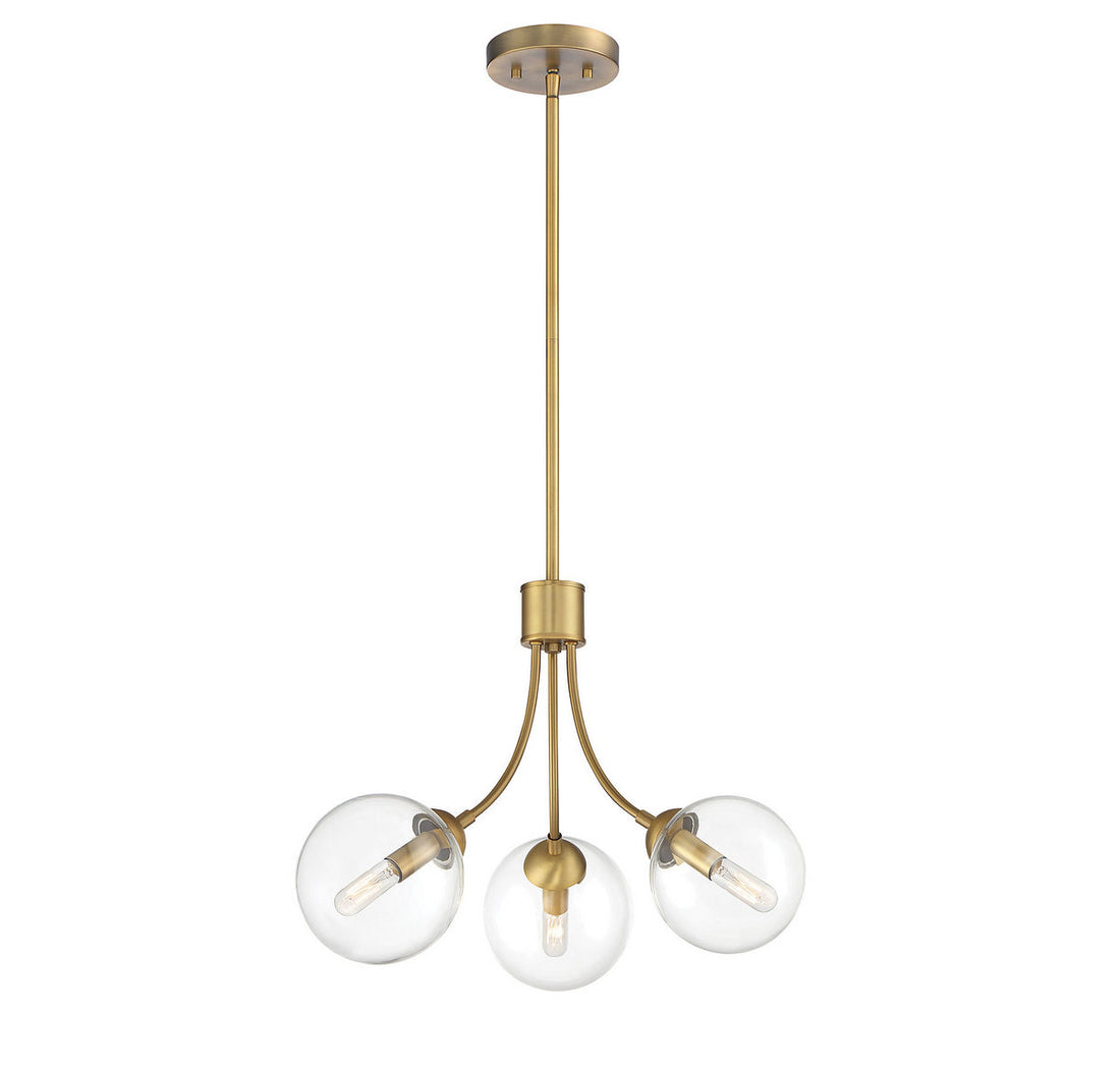 MERIDIAN, MID-CENTURY NATURAL BRASS CHANDELIER, CHANDELIER LIGHT