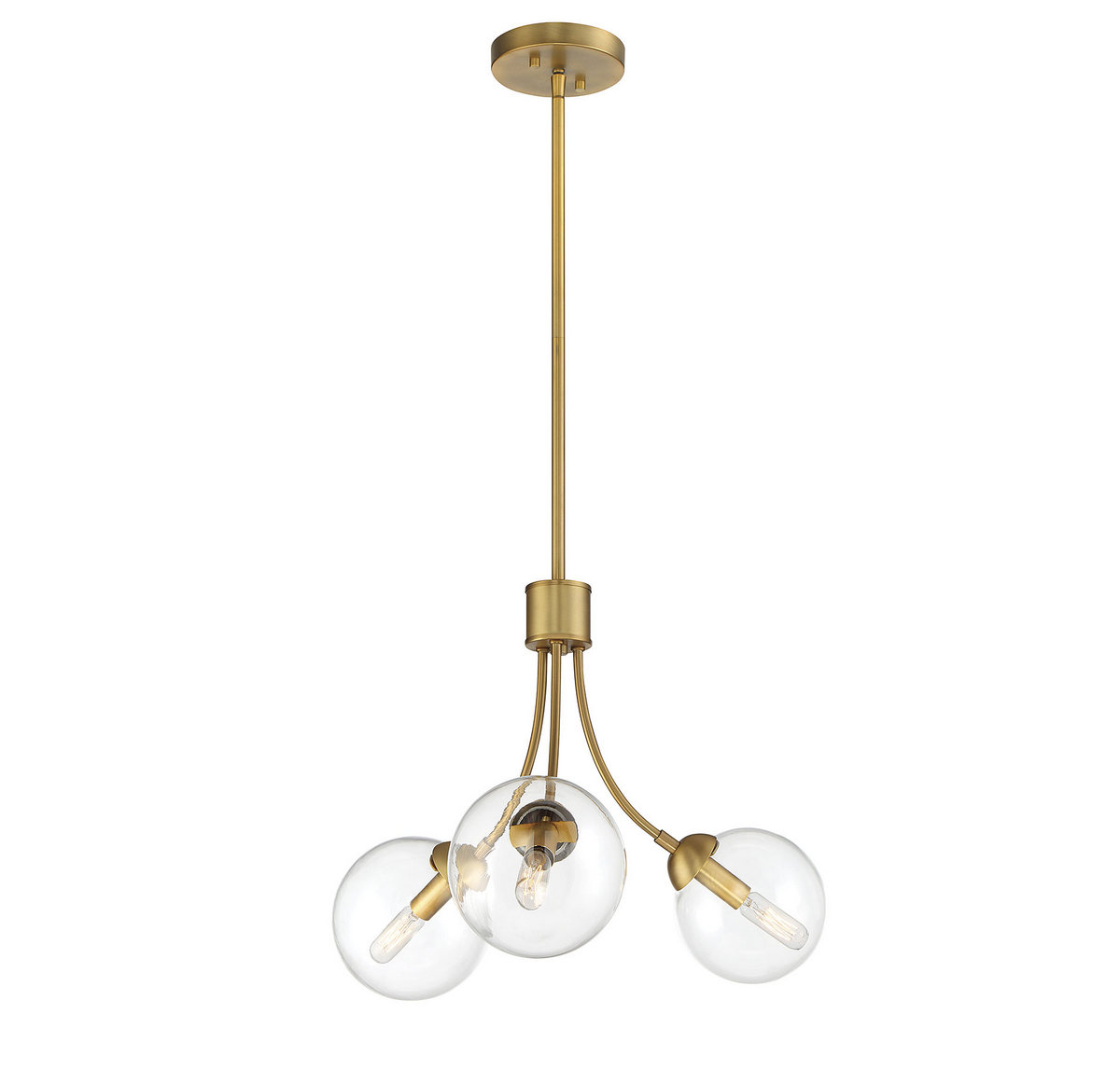 MERIDIAN, MID-CENTURY NATURAL BRASS CHANDELIER, CHANDELIER LIGHT