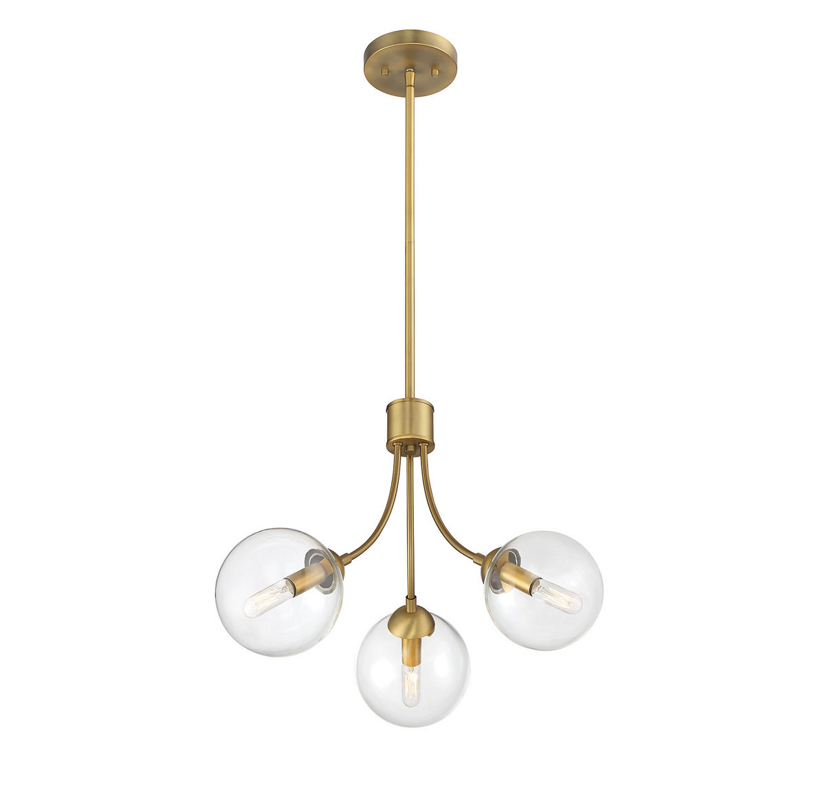 MERIDIAN, MID-CENTURY NATURAL BRASS CHANDELIER, CHANDELIER LIGHT