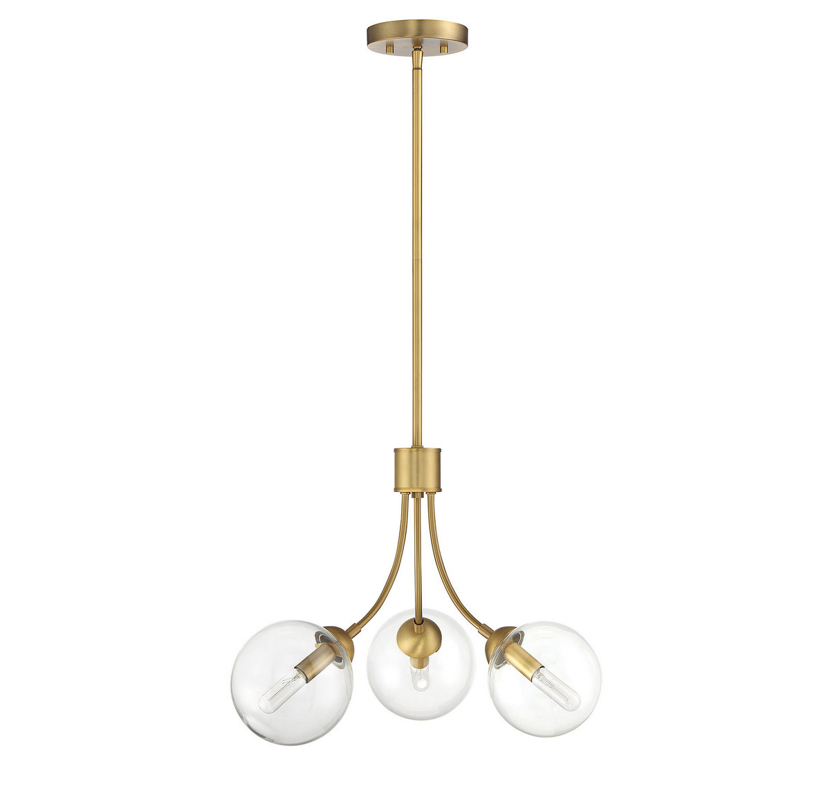 MERIDIAN, MID-CENTURY NATURAL BRASS CHANDELIER, CHANDELIER LIGHT
