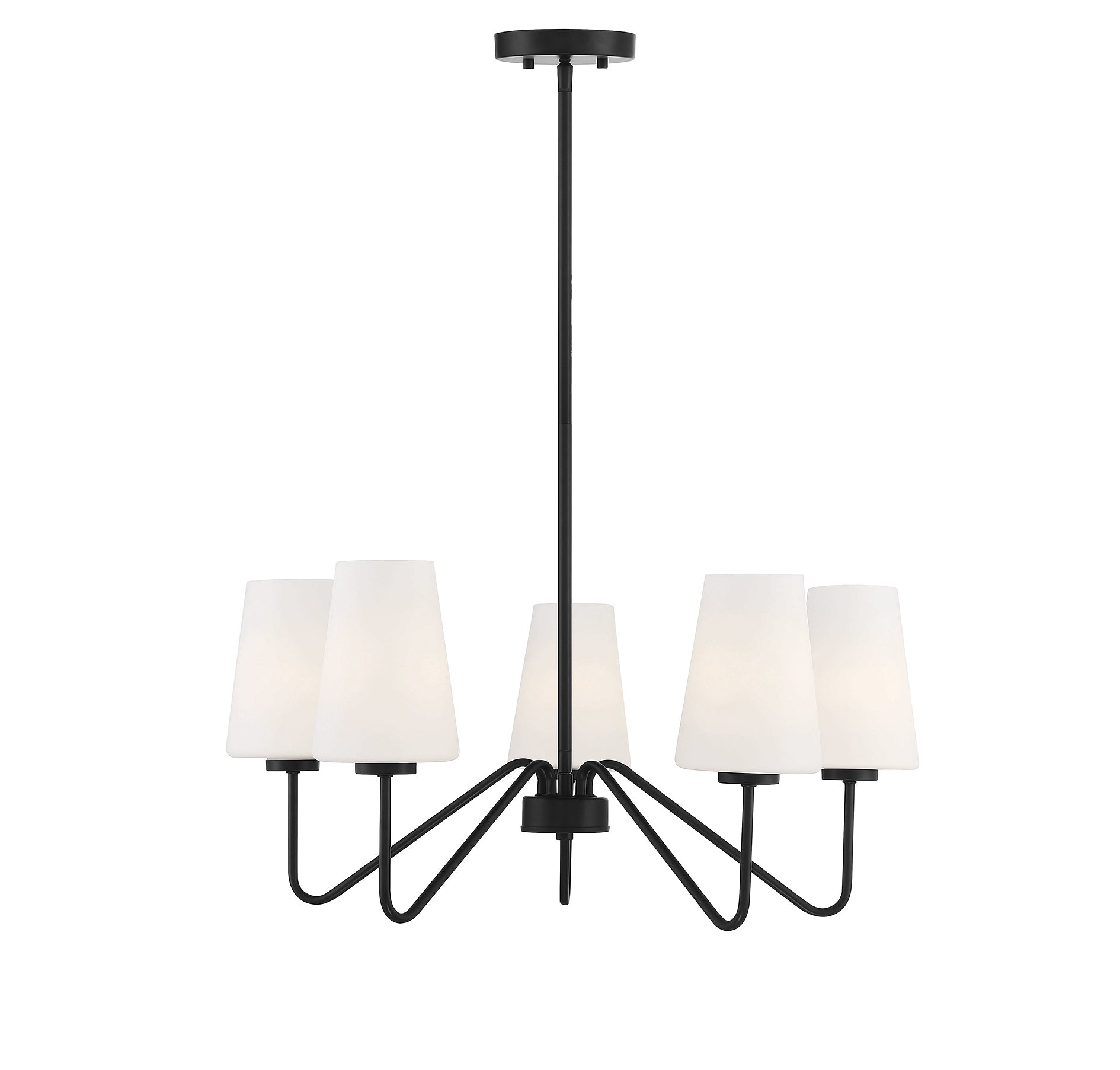 MERIDIAN, MID-CENTURY MATTE BLACK CHANDELIER, CHANDELIER LIGHT