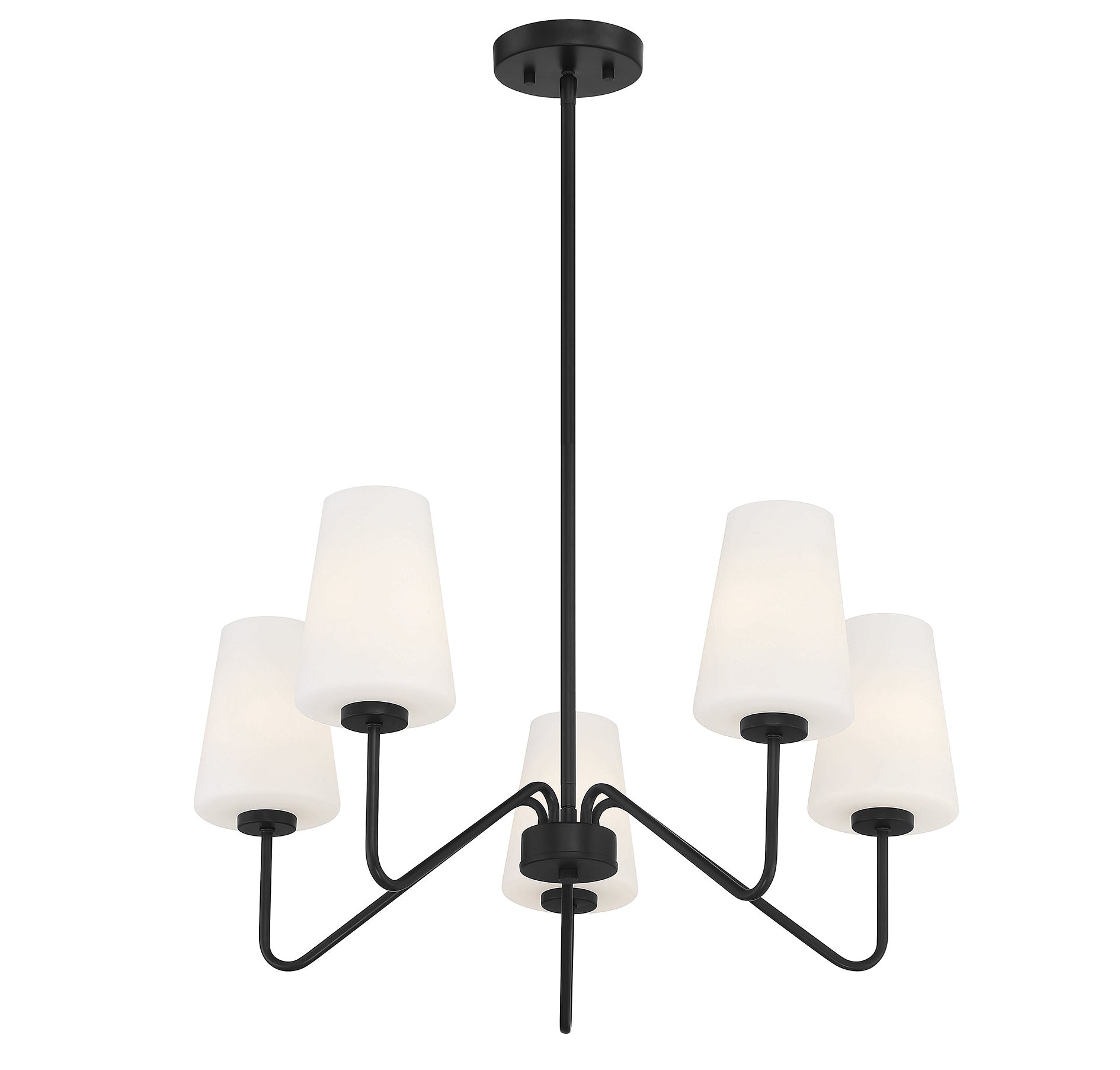 MERIDIAN, MID-CENTURY MATTE BLACK CHANDELIER, CHANDELIER LIGHT