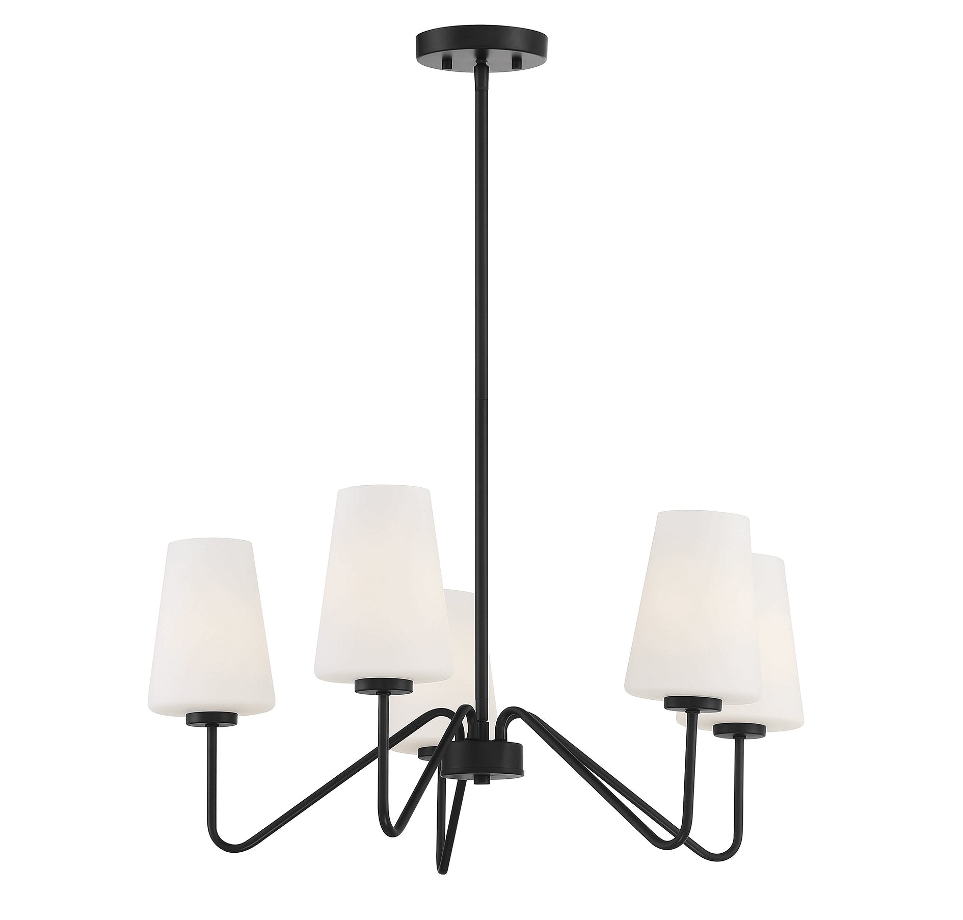 MERIDIAN, MID-CENTURY MATTE BLACK CHANDELIER, CHANDELIER LIGHT