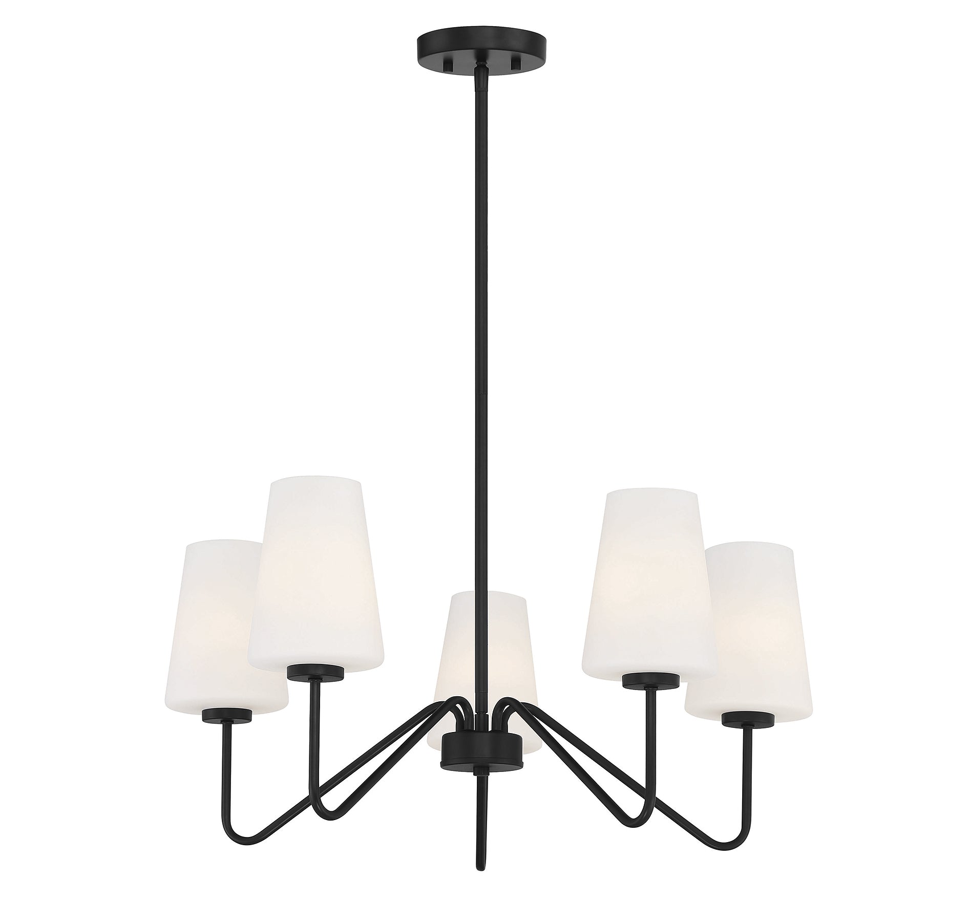 MERIDIAN, MID-CENTURY MATTE BLACK CHANDELIER, CHANDELIER LIGHT