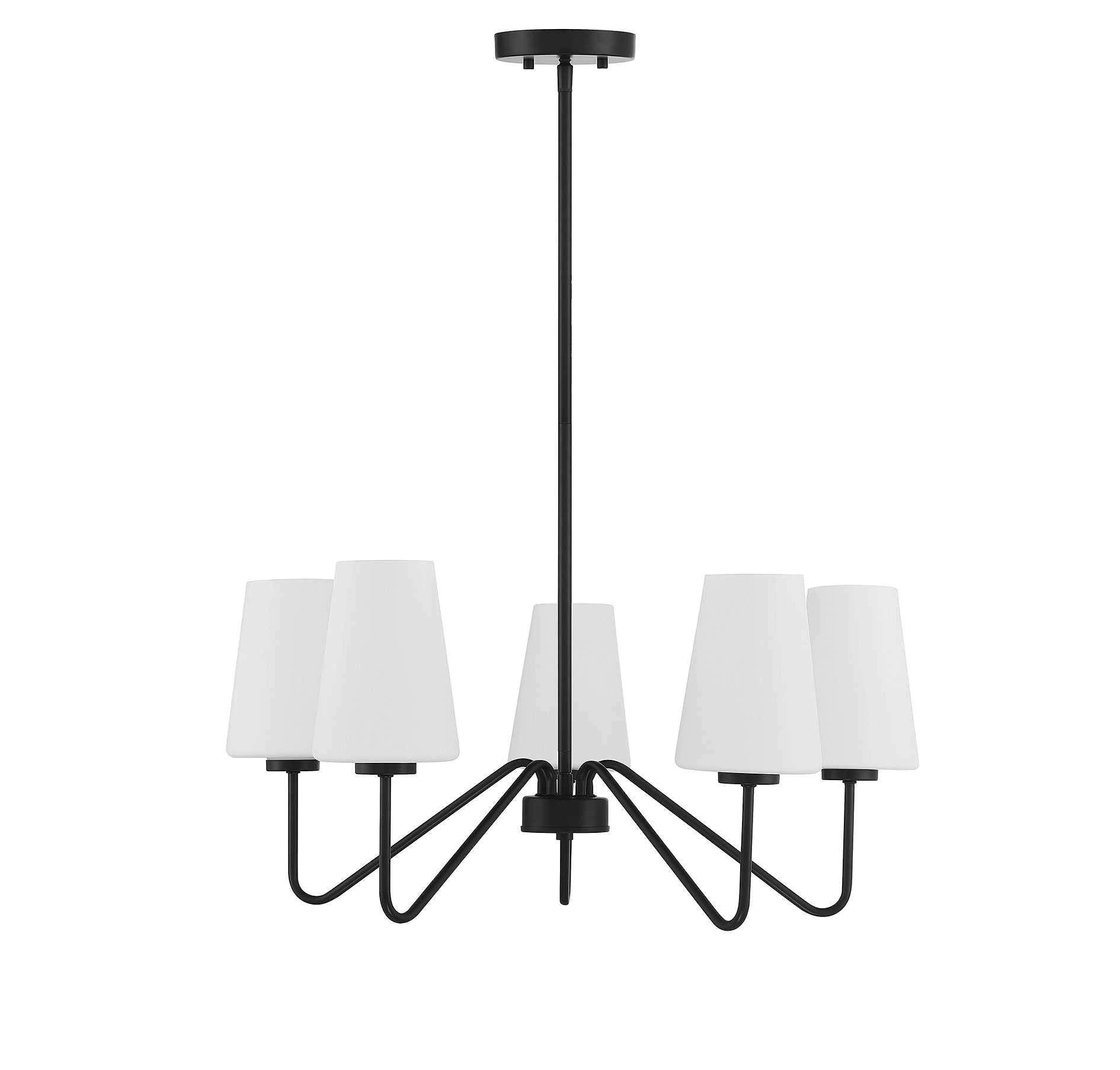 MERIDIAN, MID-CENTURY MATTE BLACK CHANDELIER, CHANDELIER LIGHT