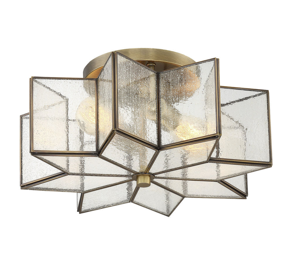 MERIDIAN, MODERN NATURAL BRASS SEMI-FLUSH, SEMI FLUSH MOUNT LIGHT