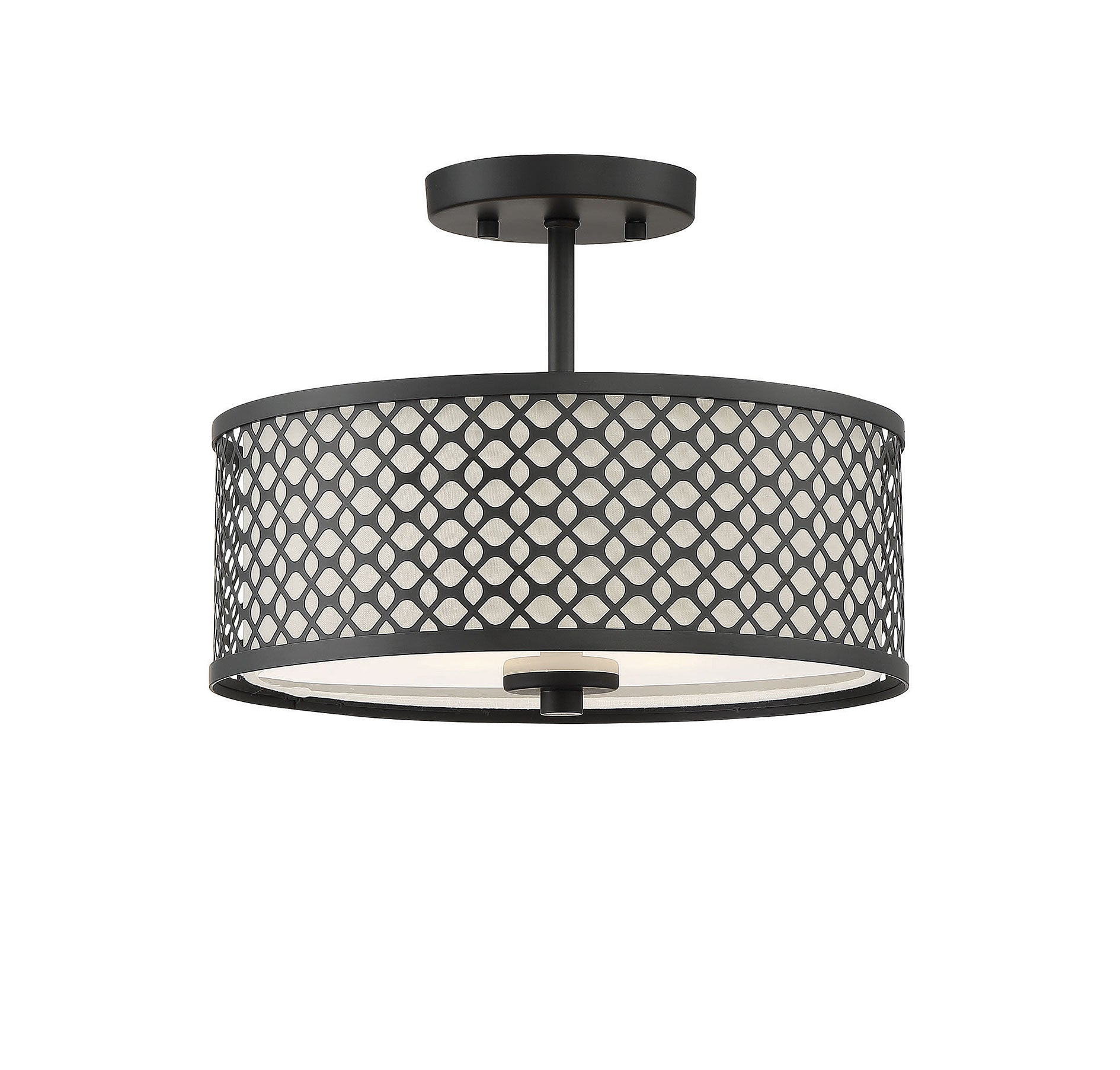 MERIDIAN, MODERN MATTE BLACK SEMI-FLUSH, SEMI FLUSH MOUNT LIGHT