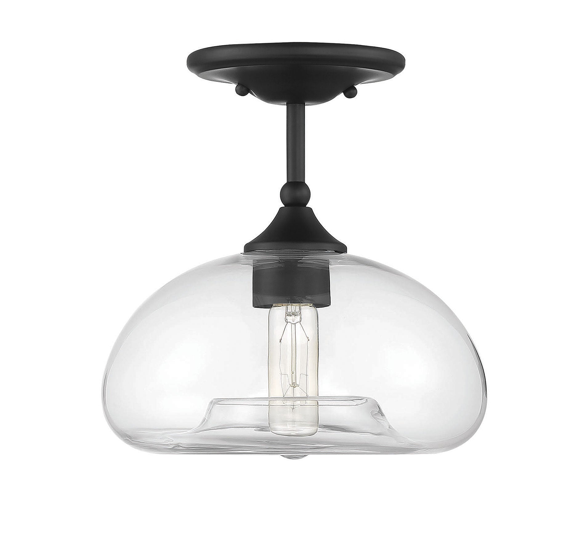 MERIDIAN, MODERN MATTE BLACK SEMI-FLUSH, SEMI FLUSH MOUNT LIGHT