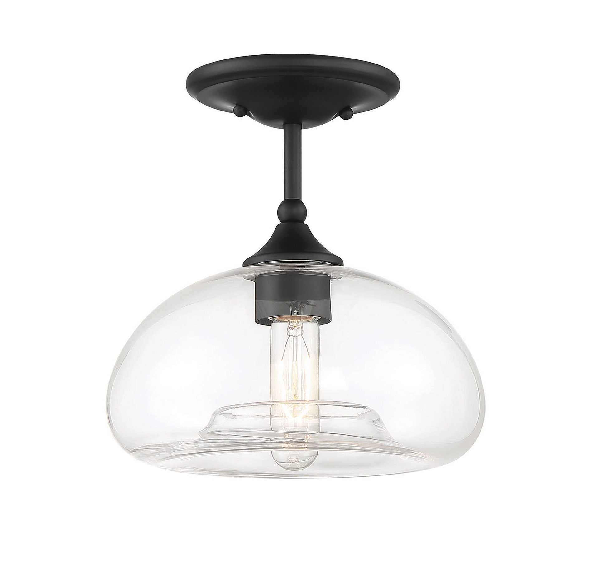 MERIDIAN, MODERN MATTE BLACK SEMI-FLUSH, SEMI FLUSH MOUNT LIGHT
