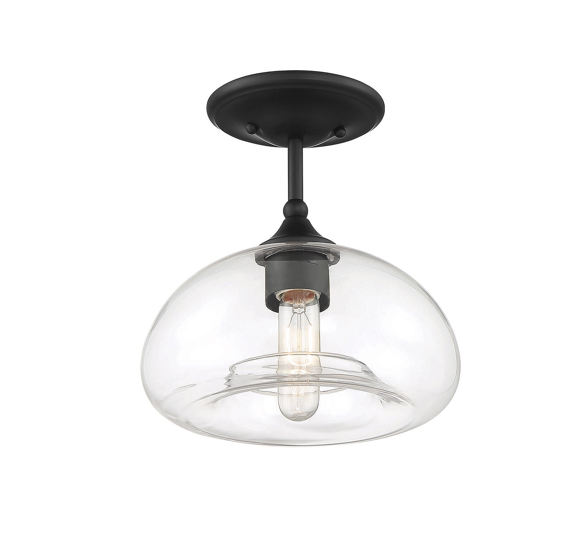 MERIDIAN, MODERN MATTE BLACK SEMI-FLUSH, SEMI FLUSH MOUNT LIGHT