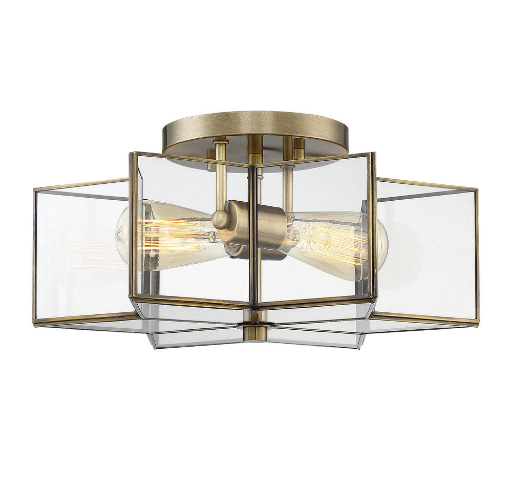 MERIDIAN, MODERN NATURAL BRASS SEMI-FLUSH, SEMI FLUSH MOUNT LIGHT
