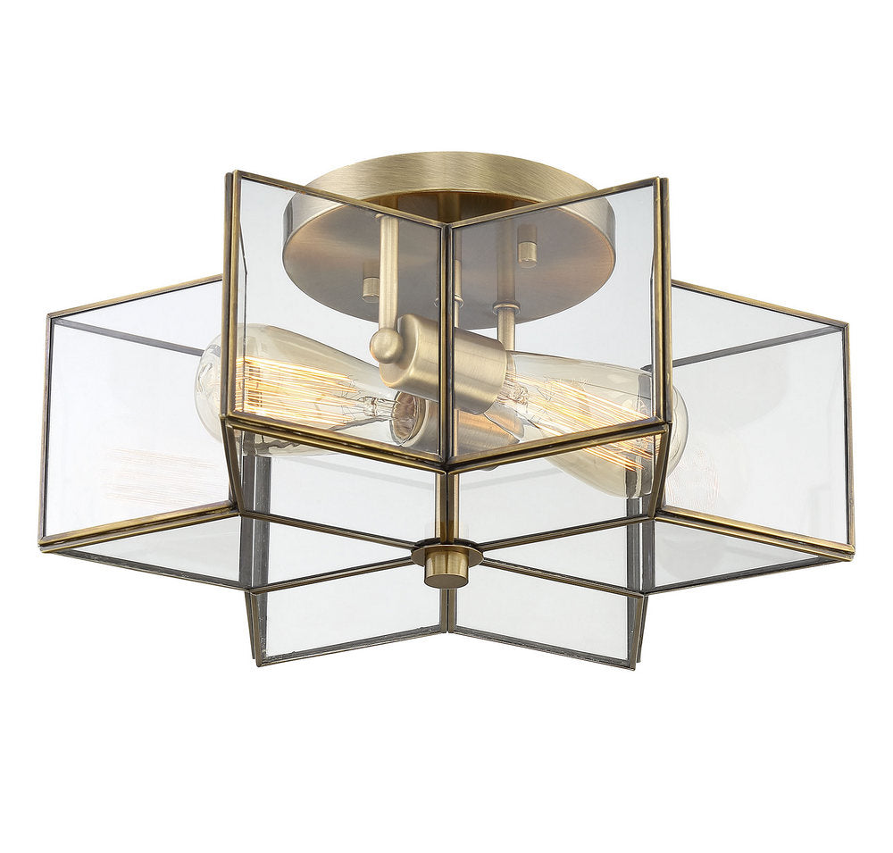MERIDIAN, MODERN NATURAL BRASS SEMI-FLUSH, SEMI FLUSH MOUNT LIGHT